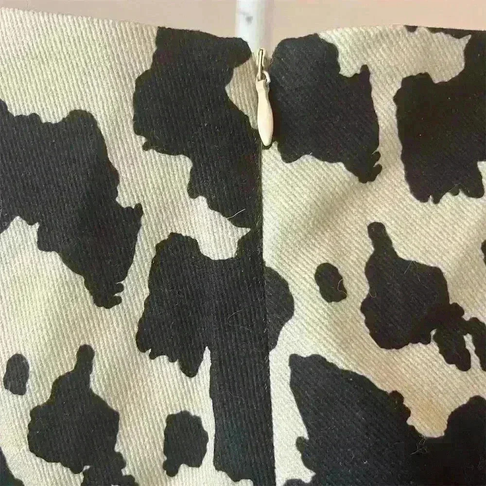 Hot Trend! SHEIN Women's Cow Print Mini Skirt Black Size S Casual Split Hem - Picture 5 of 8